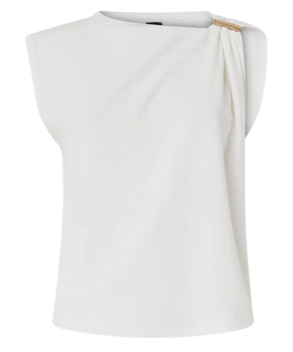 PINKO stretch cotton top with gold detail