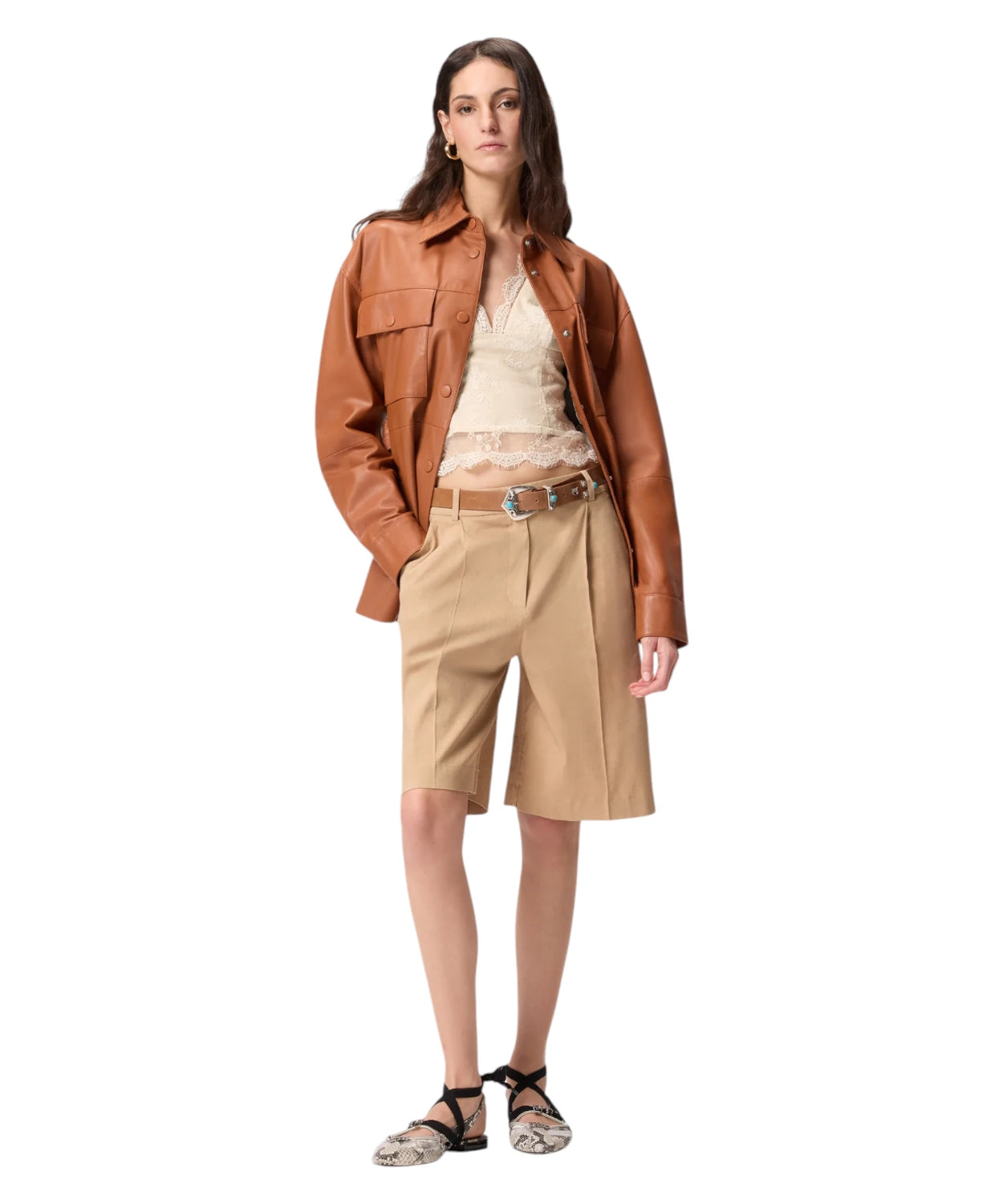 Bermuda Pinko BRYANA in Lino e Viscosa Stretch