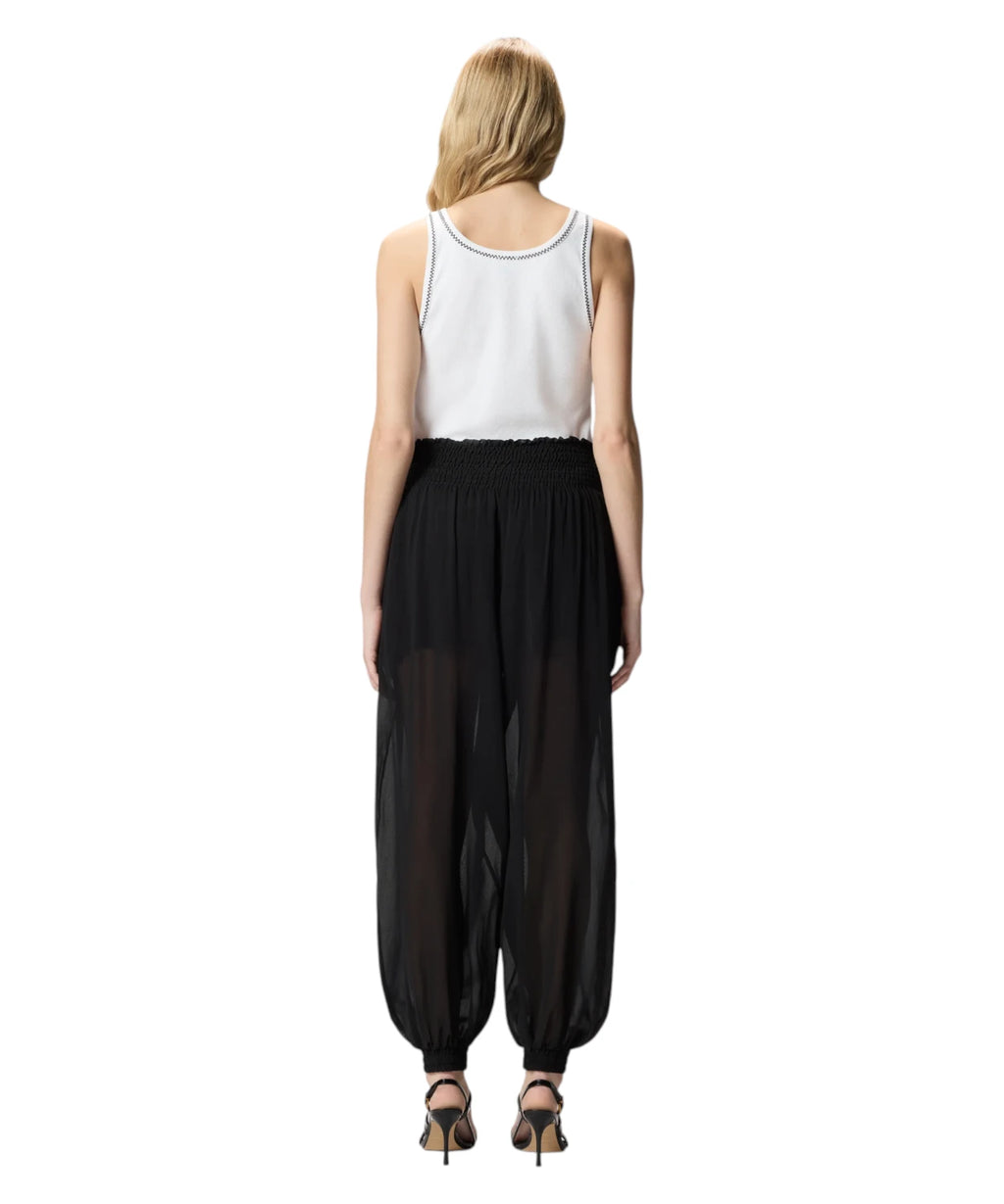 Pinko BITETTO Stretch Cotton Tank Top with Love Birds Embroidery