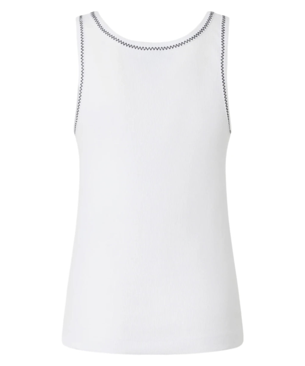 Pinko BITETTO Stretch Cotton Tank Top with Love Birds Embroidery