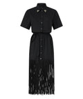 AVIGLIANO Pinko Long Chemisier Dress with Fringes and Metallic Details