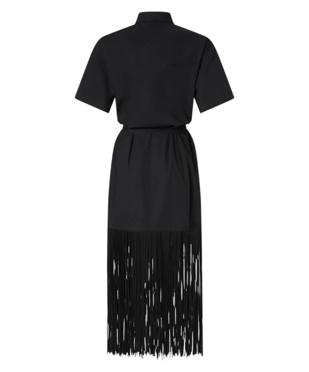 AVIGLIANO Pinko Long Chemisier Dress with Fringes and Metallic Details