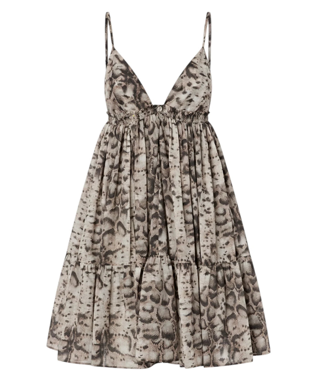 Pinko Short Dress with Snake Print in Cotton Muslin