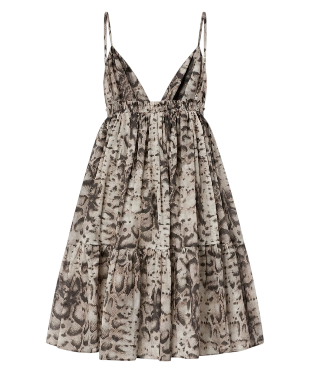 Pinko Short Dress with Snake Print in Cotton Muslin
