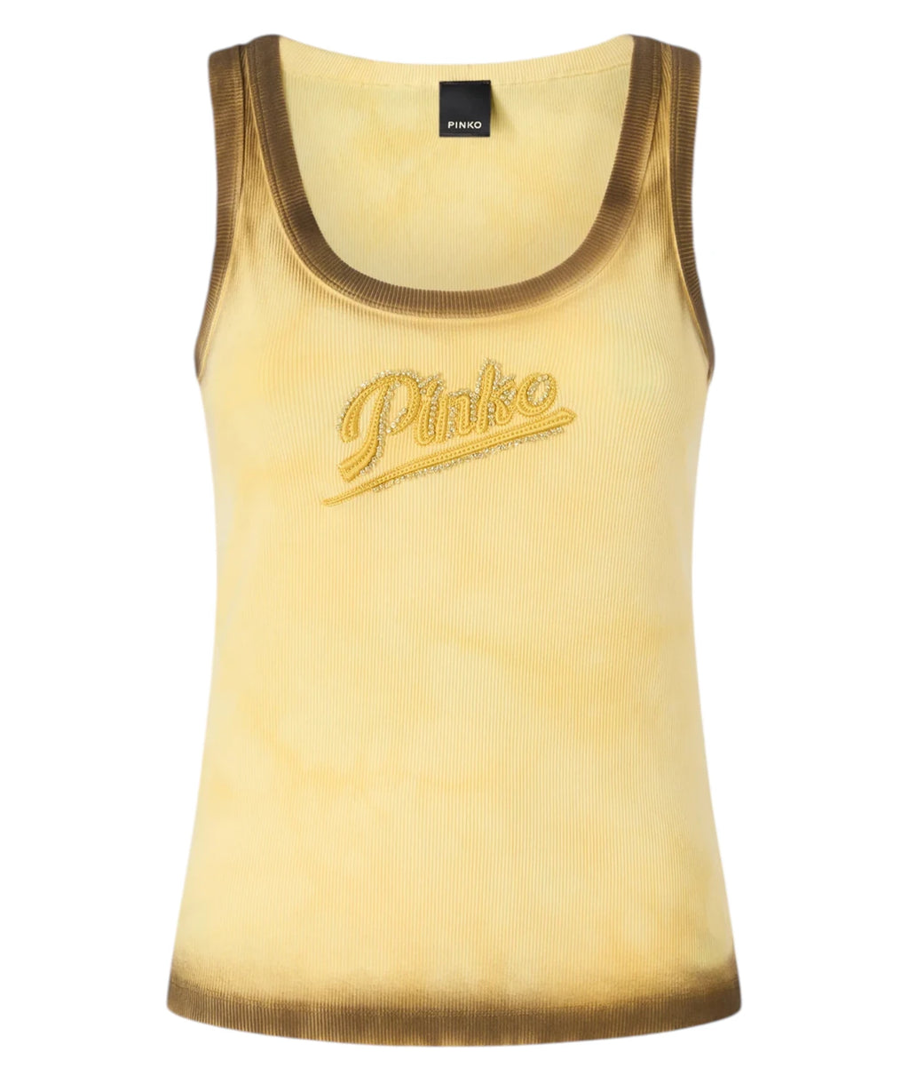 Pinko COSMOPOLITAN top med strass og spray-effekt