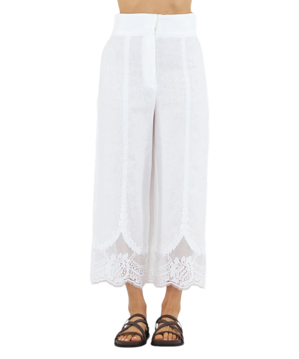 Twinset Women's High-Waisted Trousers with Lace