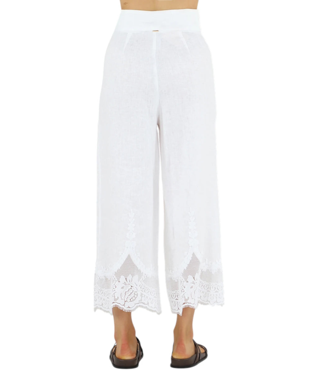 Twinset Women's High-Waisted Trousers with Lace