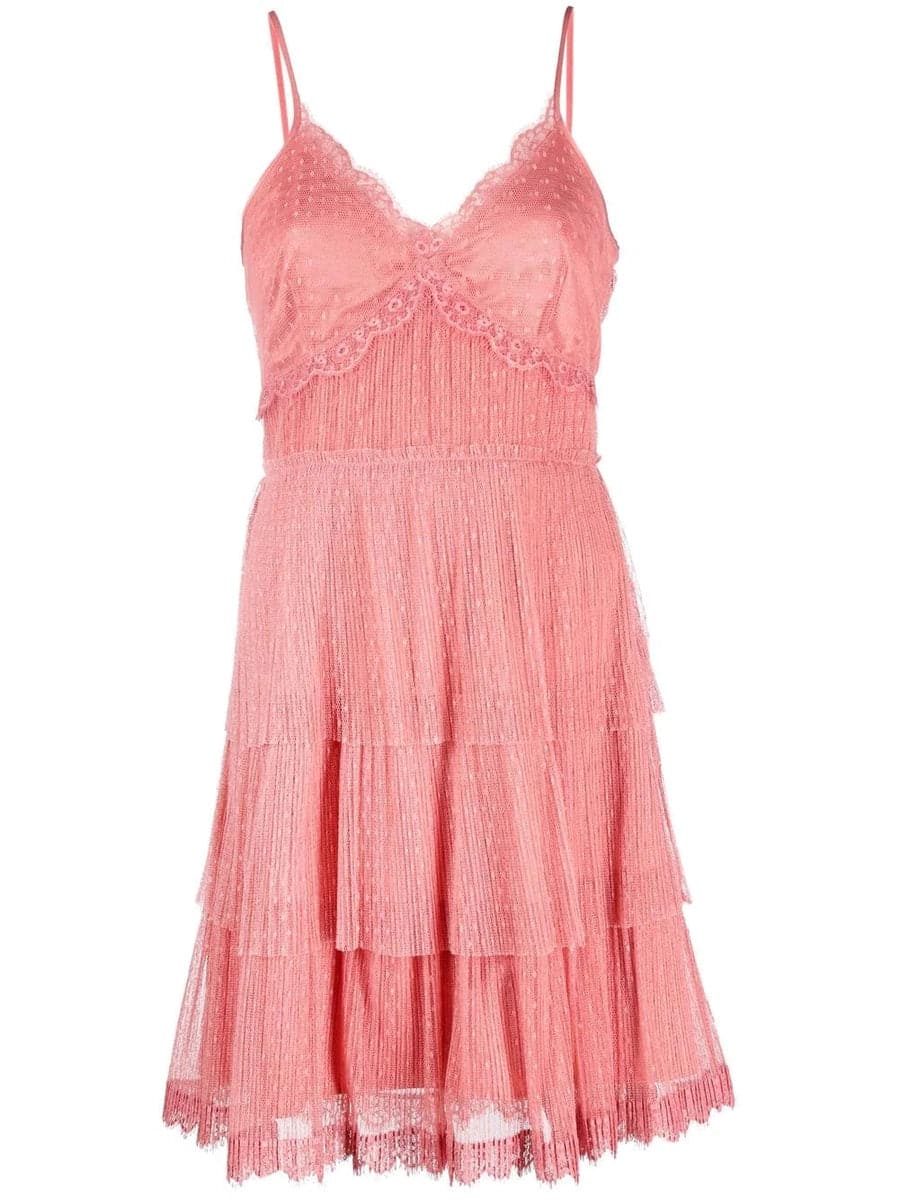 Abito in tulle plumetis a balze-Twinset-Abiti-Vittorio Citro Boutique