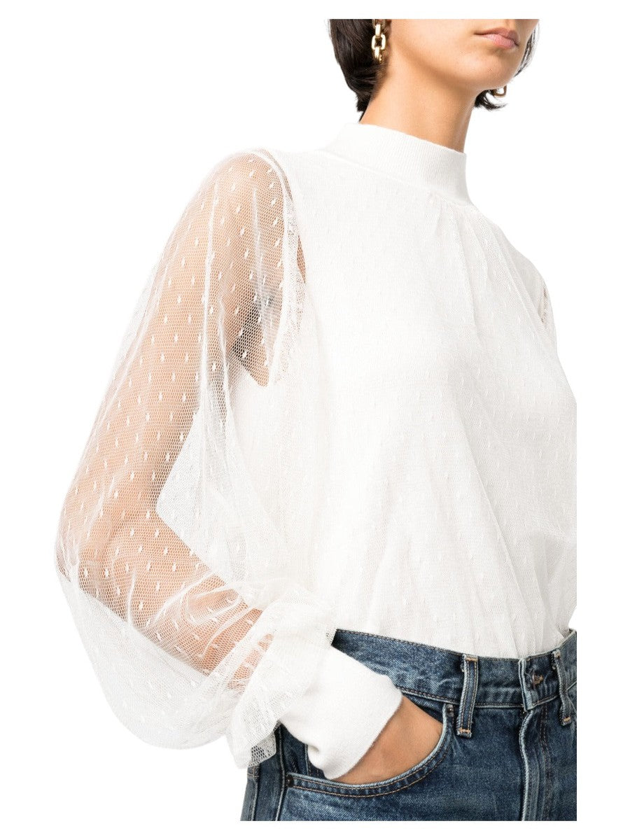 Top in maglia e tulle plumetis-Twinset-Maglieria-Vittorio Citro Boutique