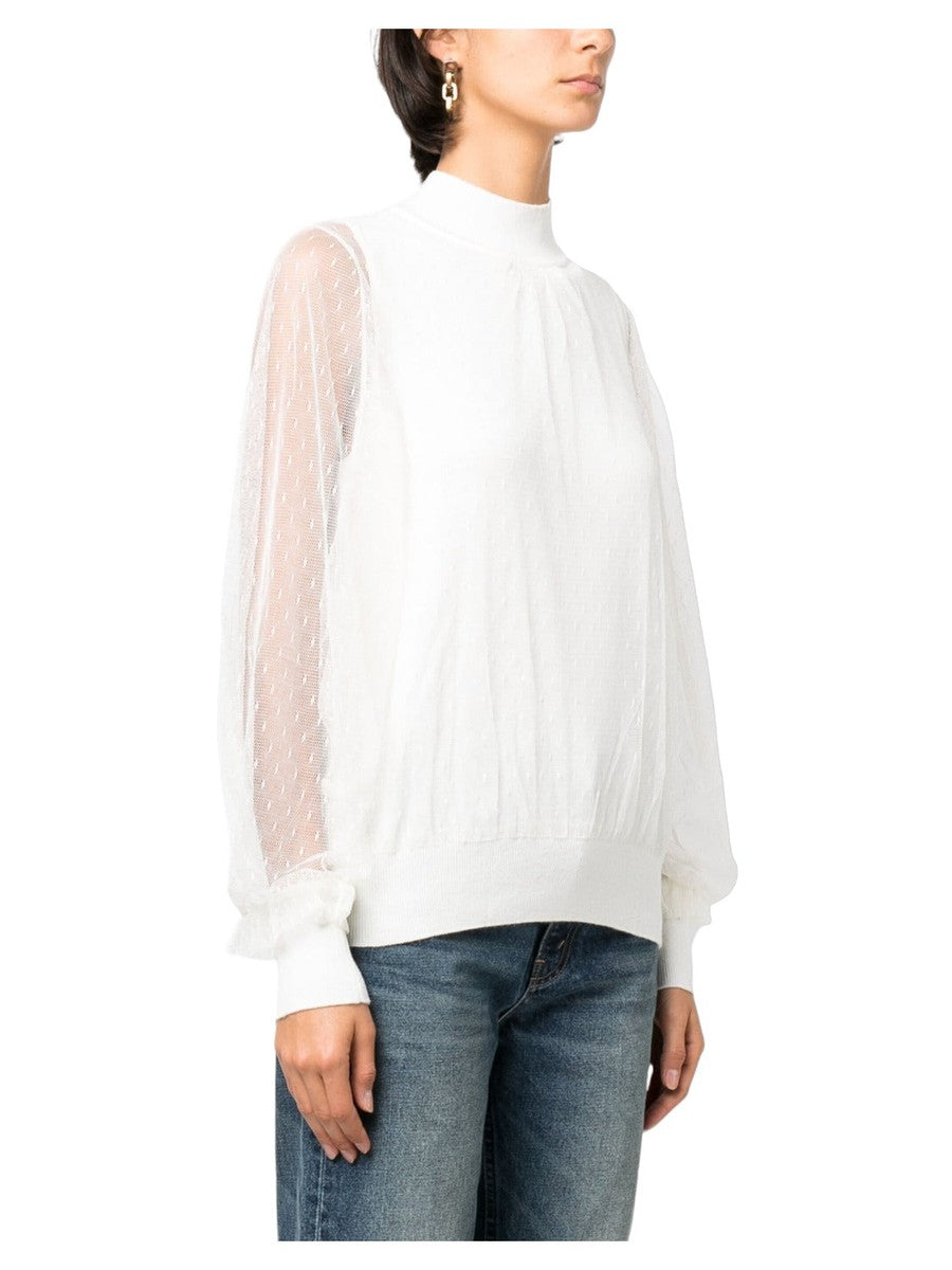 Top in maglia e tulle plumetis-Twinset-Maglieria-Vittorio Citro Boutique