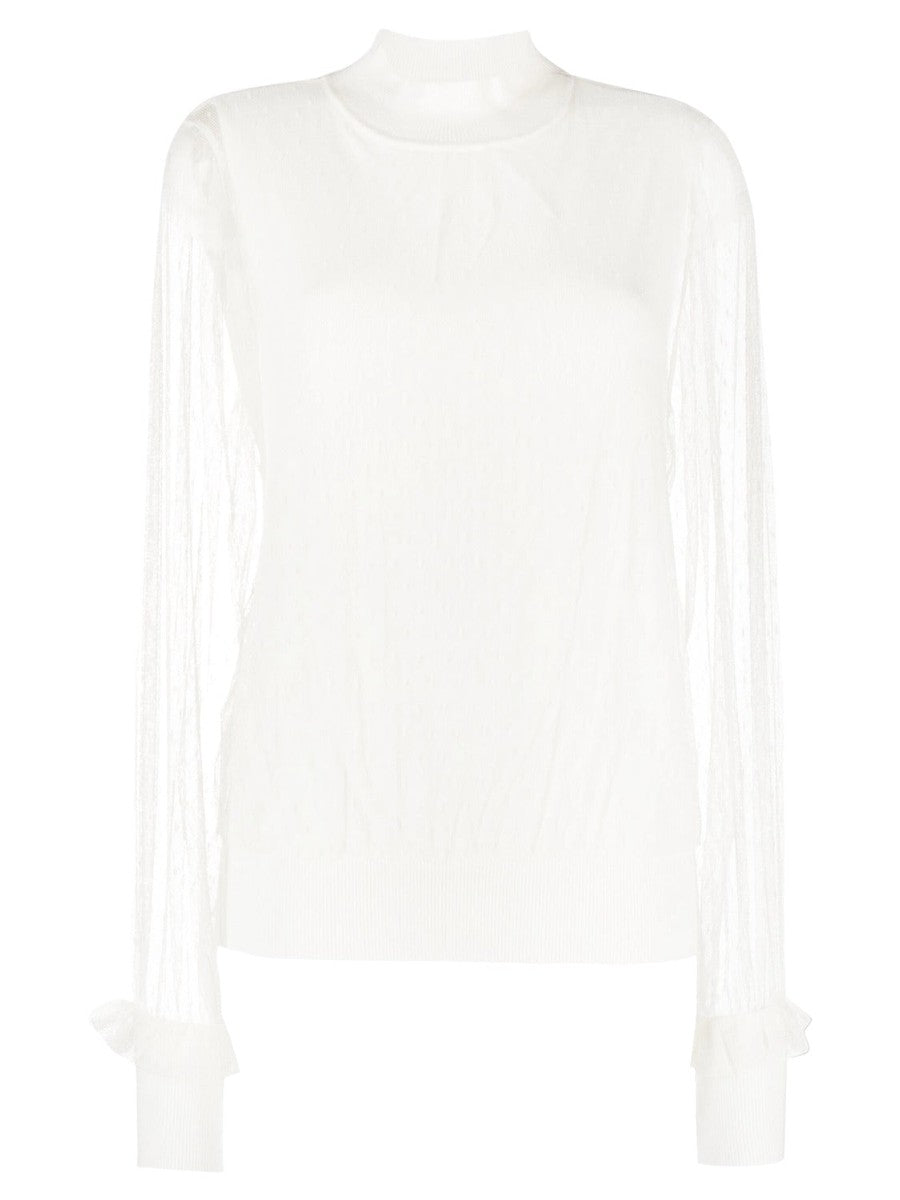 Top in maglia e tulle plumetis-Twinset-Maglieria-Vittorio Citro Boutique