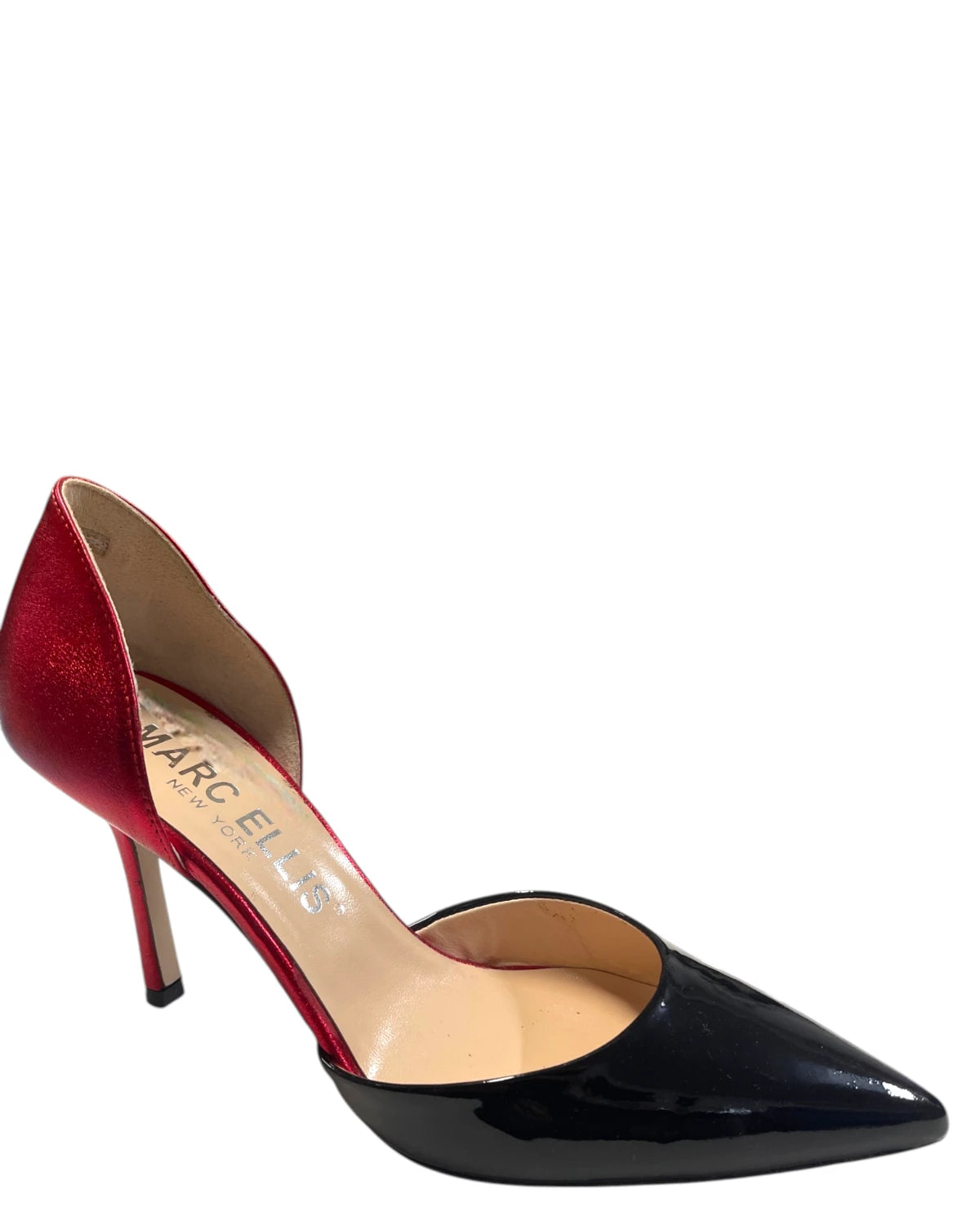 Décolleté Donna Rosso Metallizzato e Nero con Tacco Alto