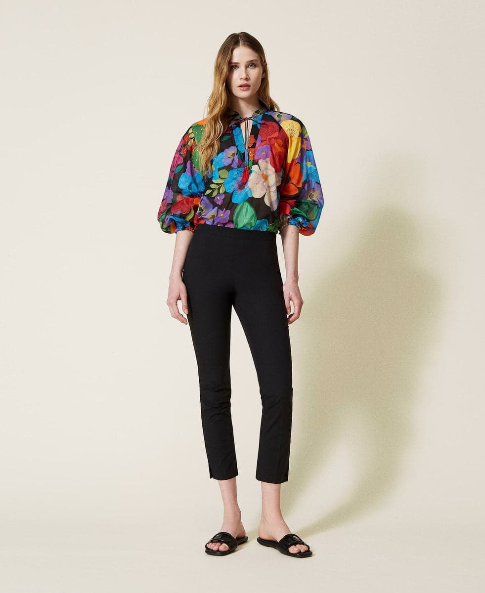 Pantaloni a sigaretta in popeline-Pantaloni-Twinset-Vittorio Citro Boutique
