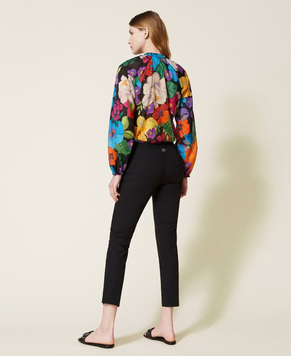 Pantaloni a sigaretta in popeline-Pantaloni-Twinset-Vittorio Citro Boutique