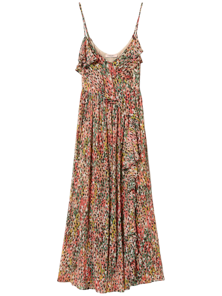 Abito lungo in creponne animalier-Twinset-Abiti-Vittorio Citro Boutique