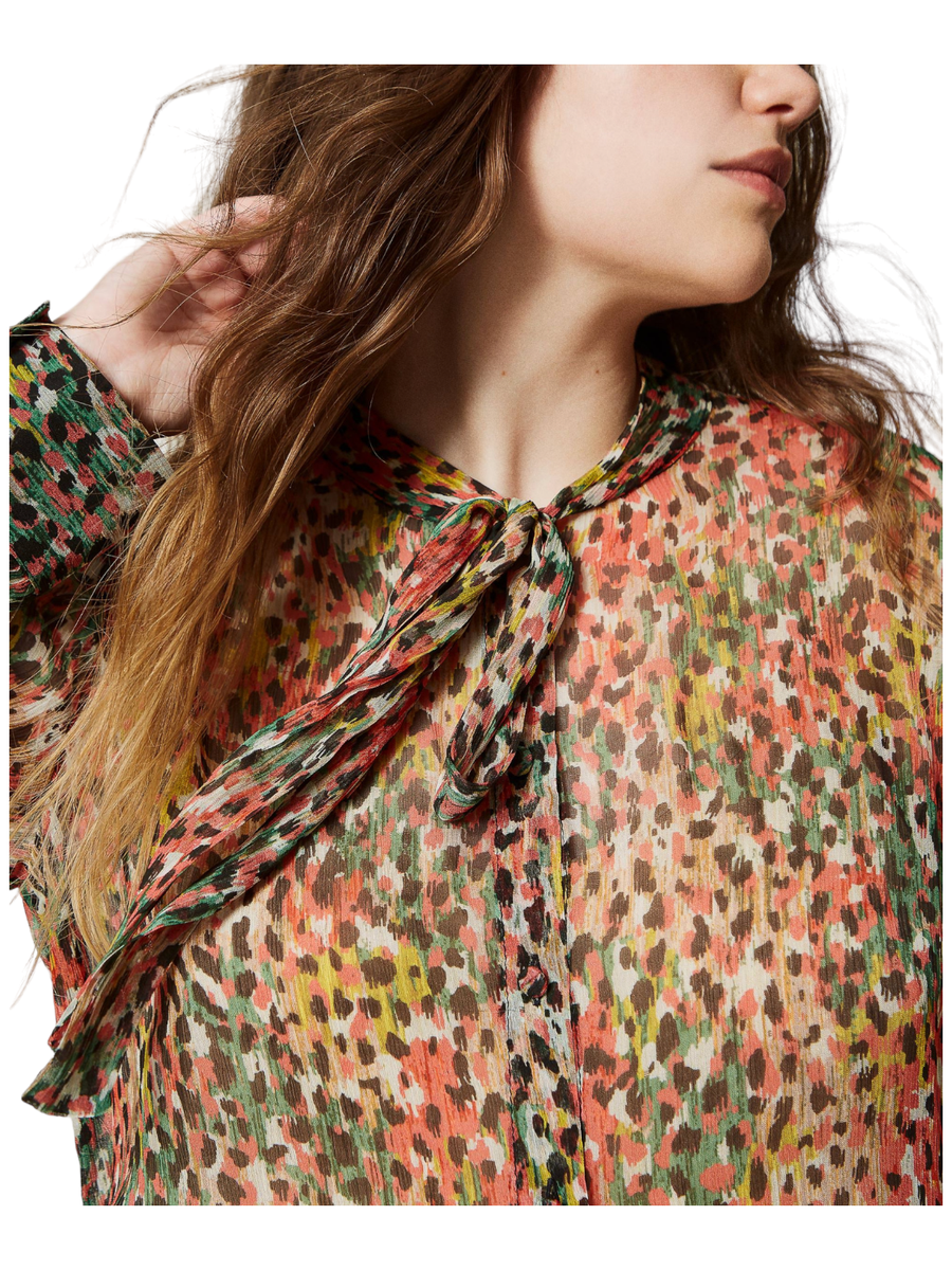 Camicia in creponne animalier-Twinset-Camicie-Vittorio Citro Boutique