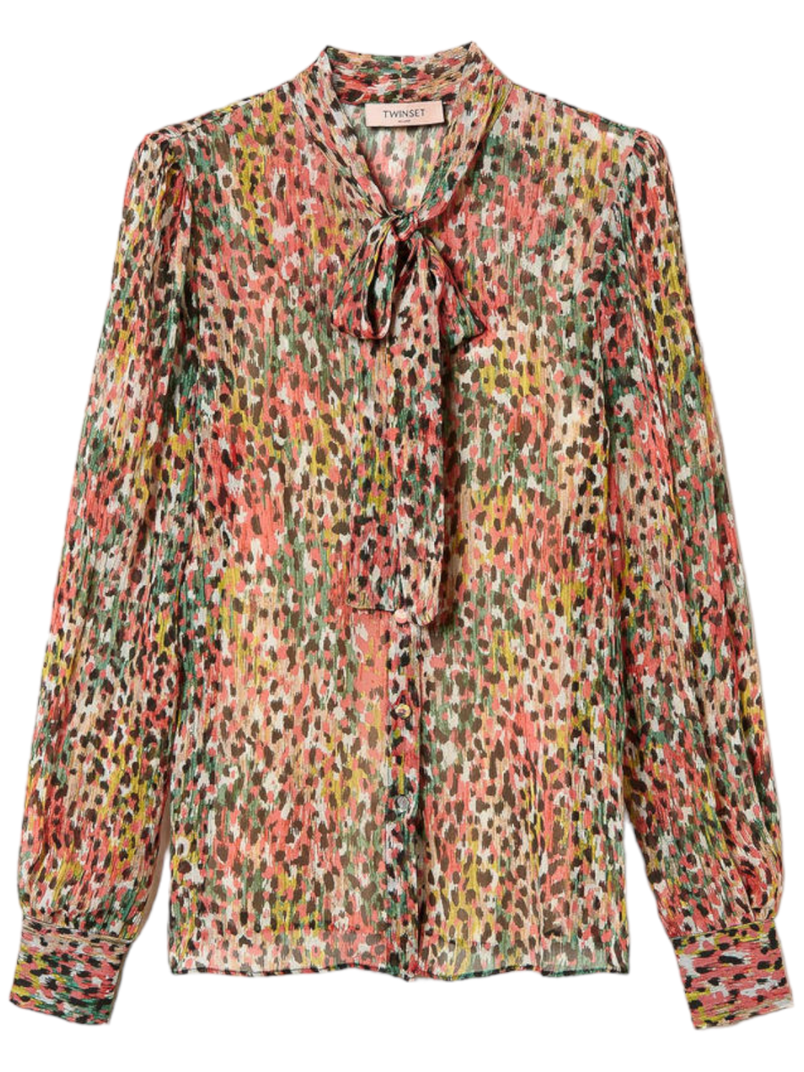 Camicia in creponne animalier-Twinset-Camicie-Vittorio Citro Boutique