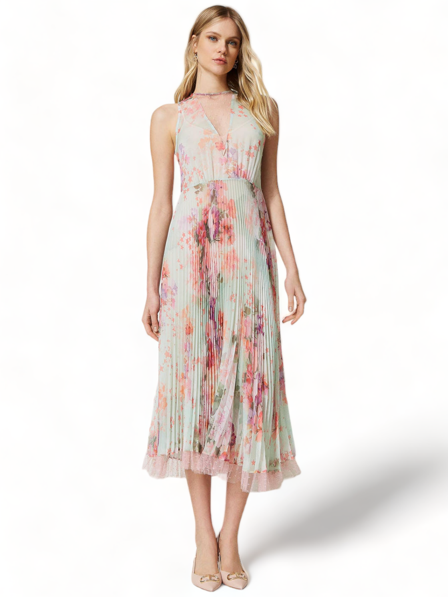 Abito longuette in creponne plissé-Abiti-Twinset-Vittorio Citro Boutique
