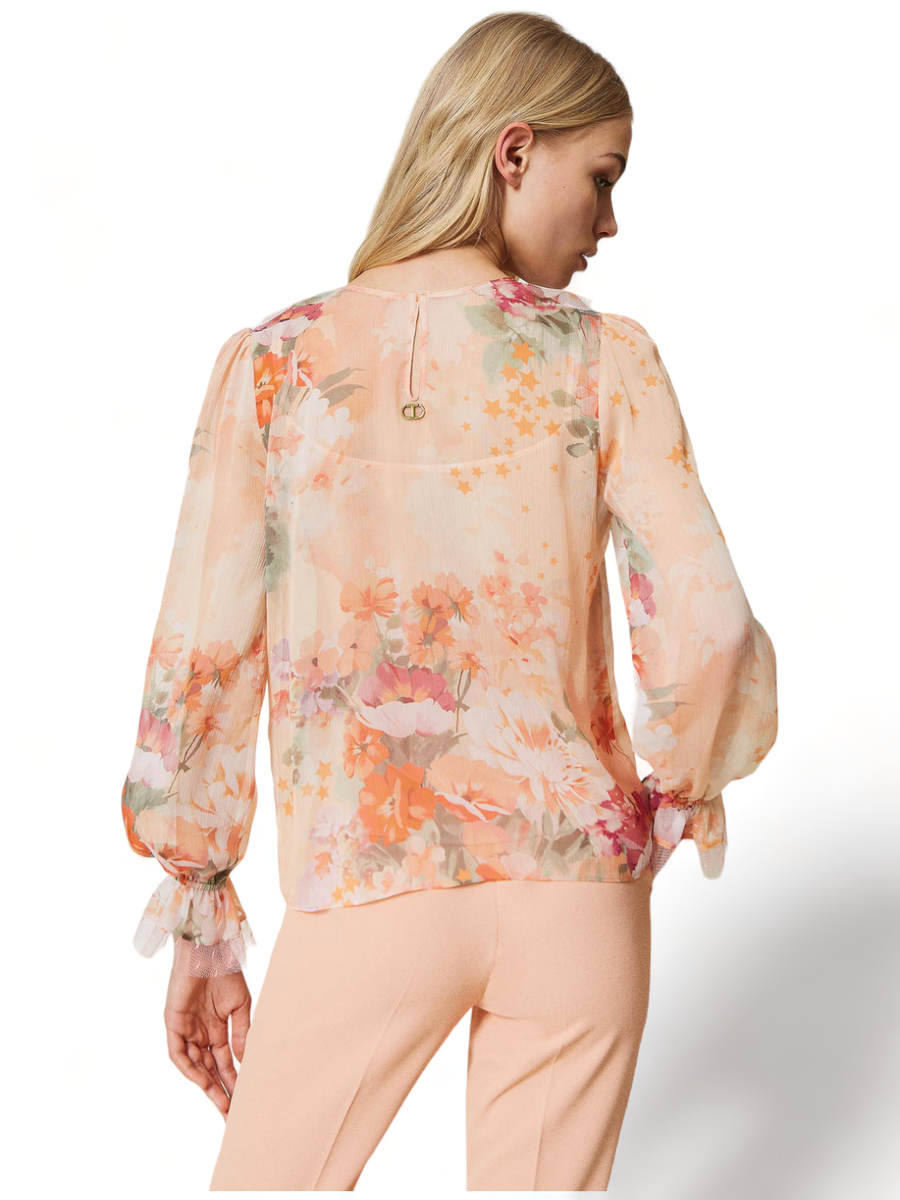 Blusa in creponne stampato-Twinset-Camicie-Vittorio Citro Boutique