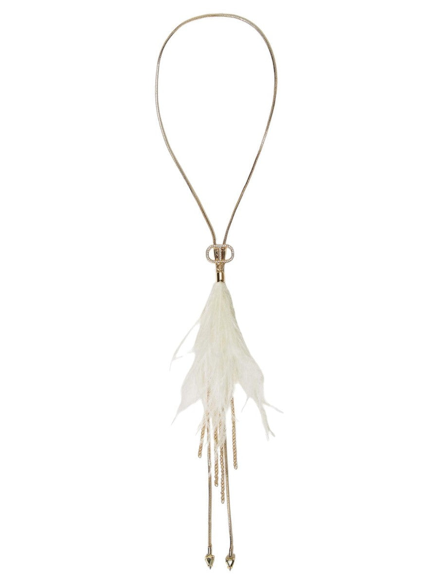Collana choker con piume e frange-Twinset-Collane-Vittorio Citro Boutique