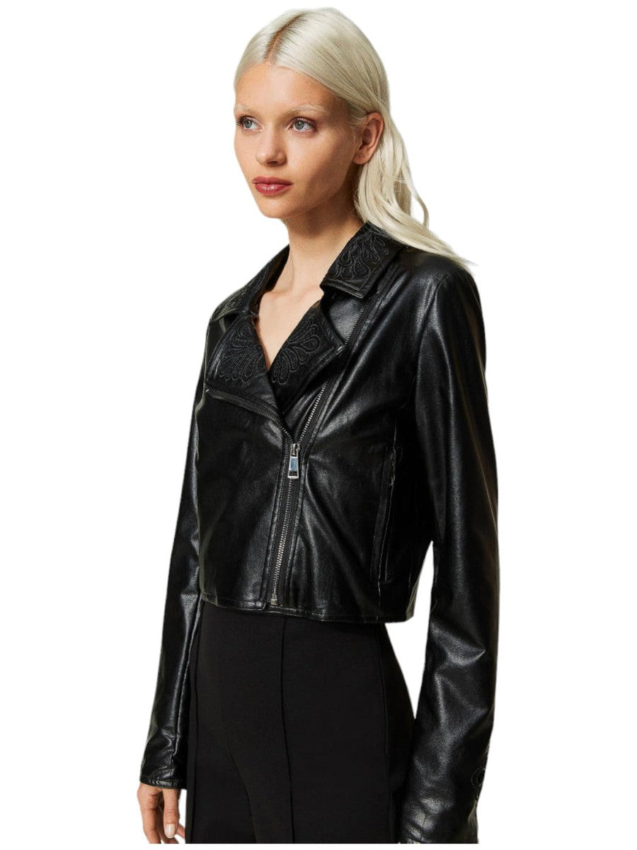 Giacca chiodo con ricami a mano-Twinset-Giacche-Vittorio Citro Boutique