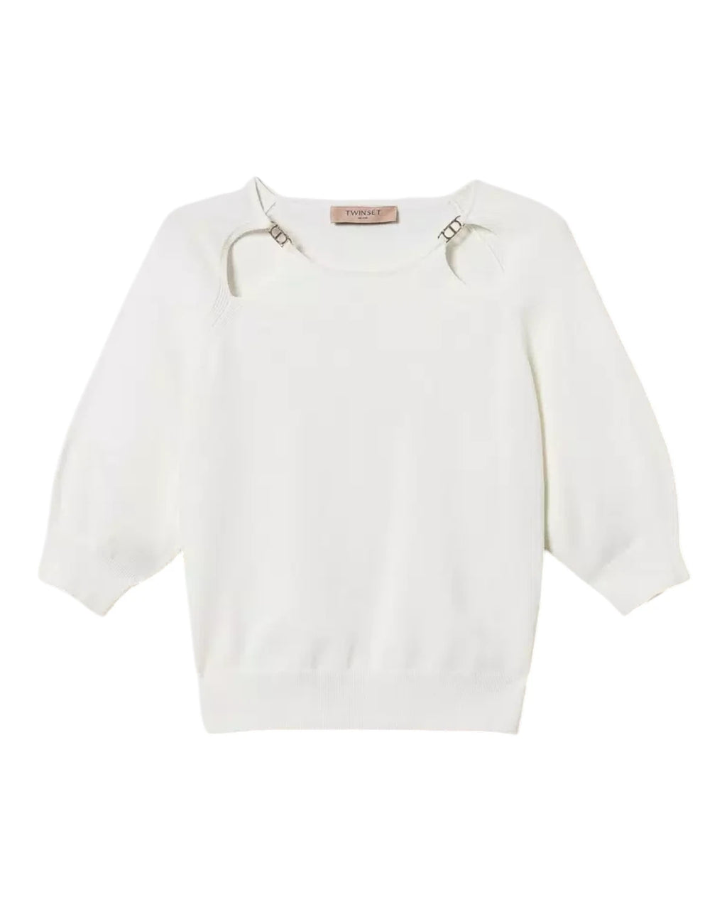 Maglia con cut-out e logo Oval T in metallo-Twinset-Maglieria-Vittorio Citro Boutique