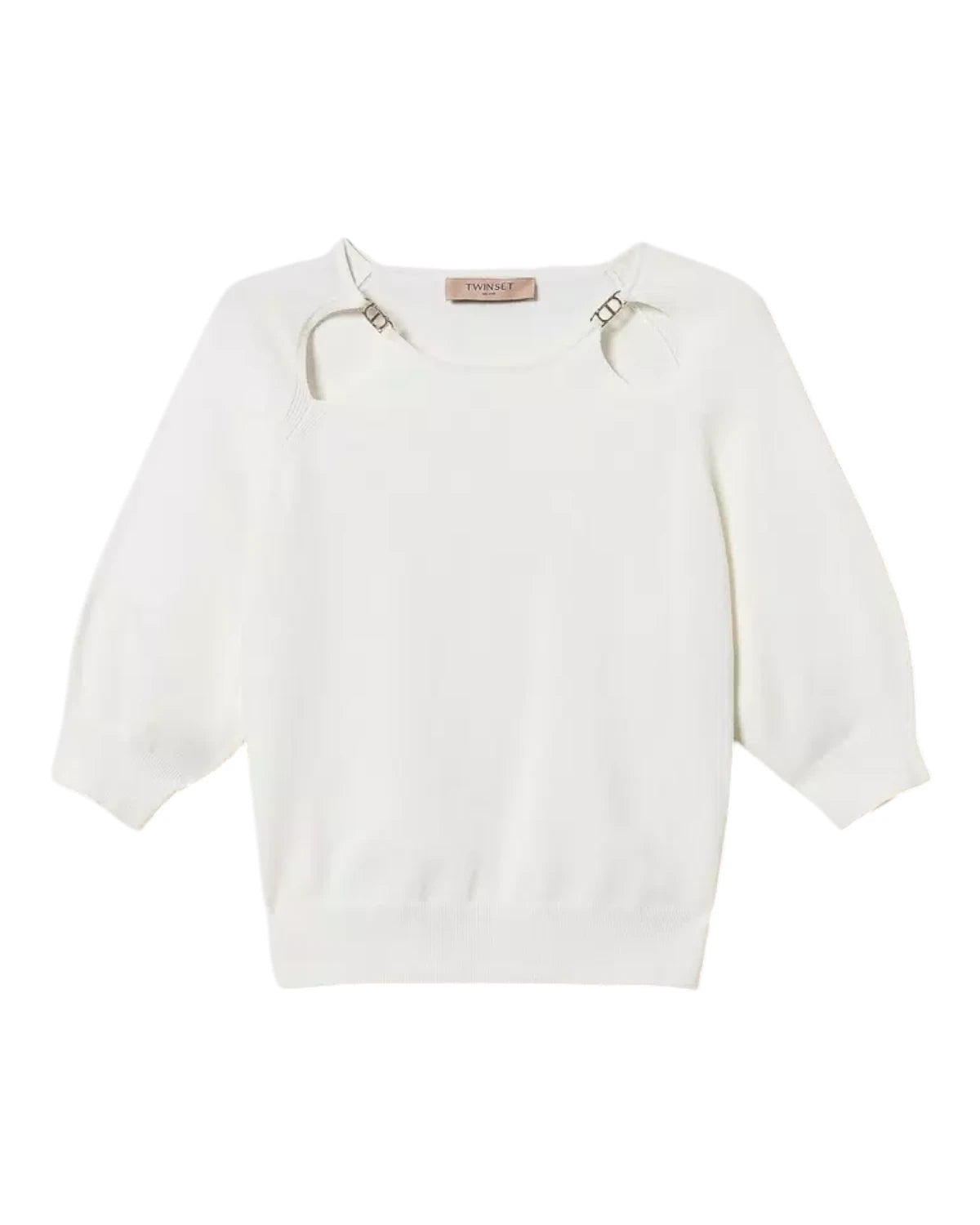 Maglia con cut-out e logo Oval T in metallo-Twinset-Maglieria-Vittorio Citro Boutique
