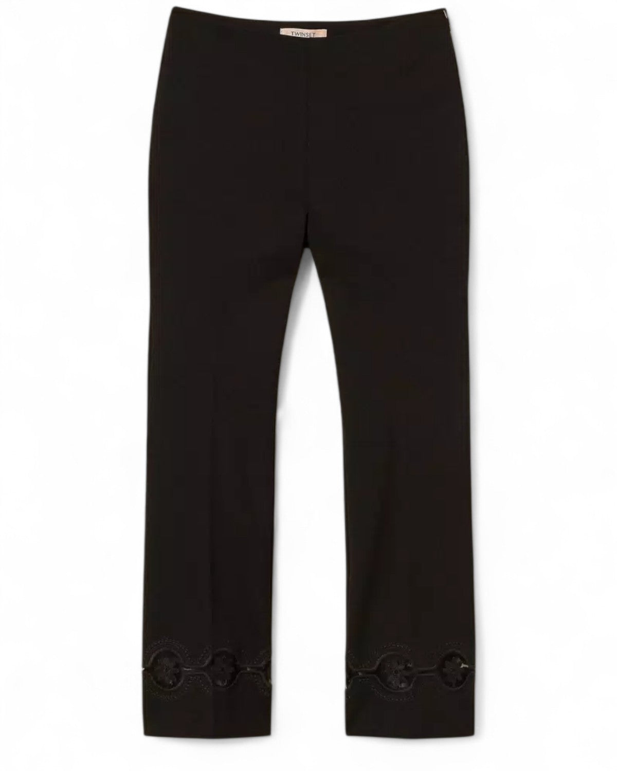 Pantaloni a Sigaretta con Ricamo a Fiori-Twinset-Pantaloni-Vittorio Citro Boutique