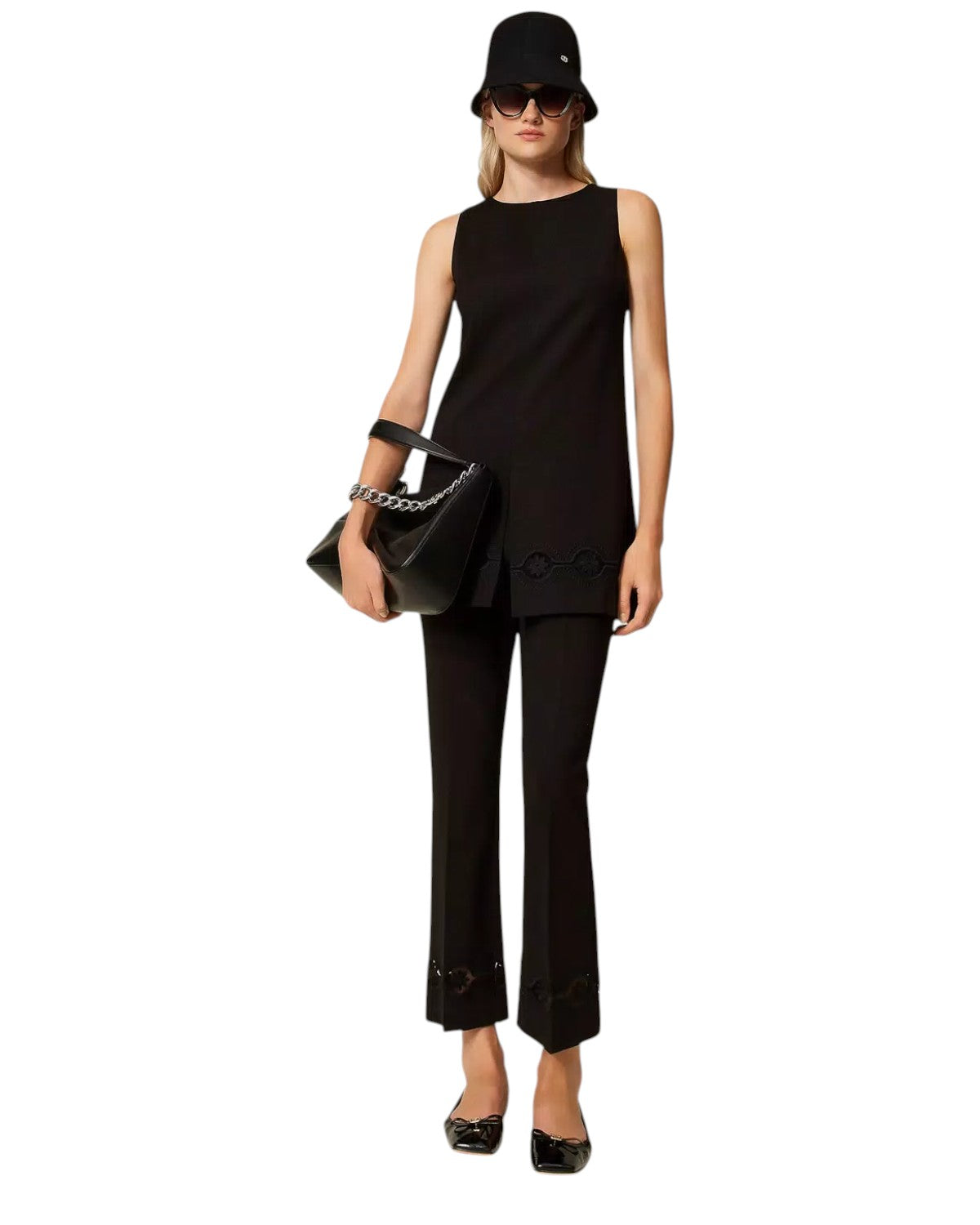 Tunica Svasata con Ricamo Floreale-Twinset-Maglieria-Vittorio Citro Boutique