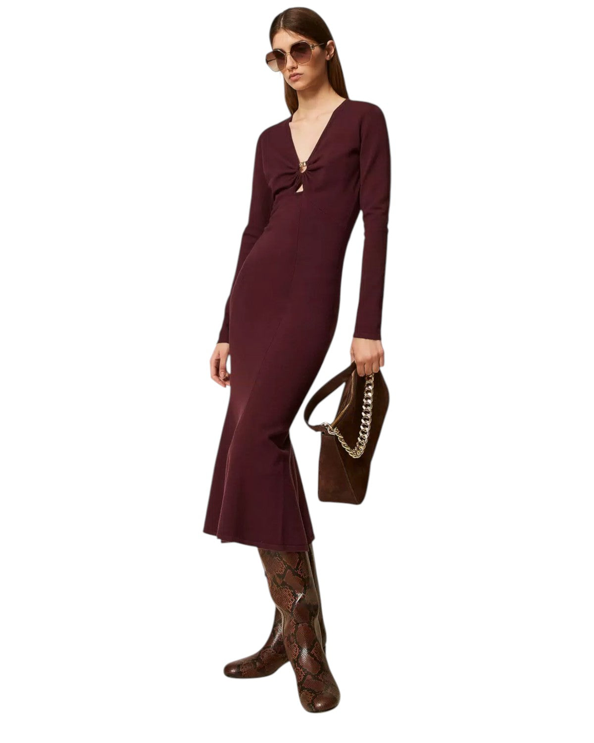 Abito Longuette in Maglia con Logo-Twinset-Abiti-Vittorio Citro Boutique