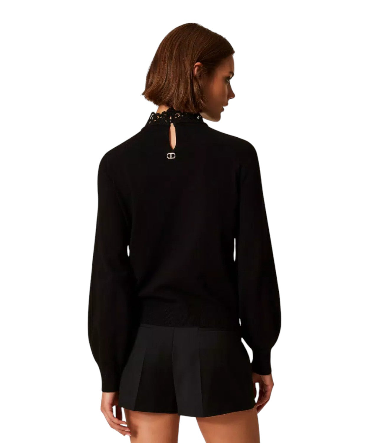 Twinset Maglia Lupetto con Pizzo