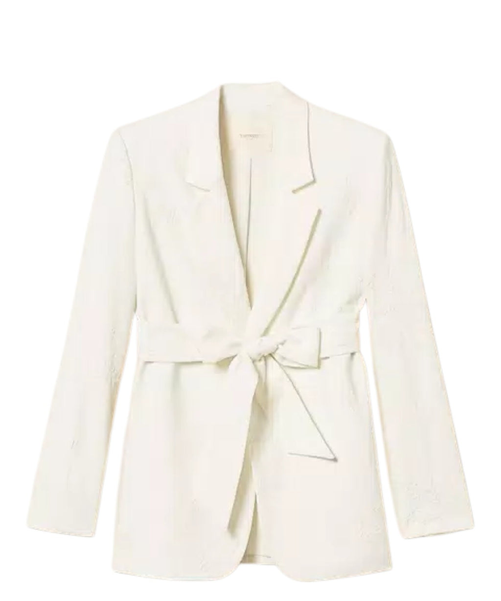 Dameblazer Twinset med broderi og bælte