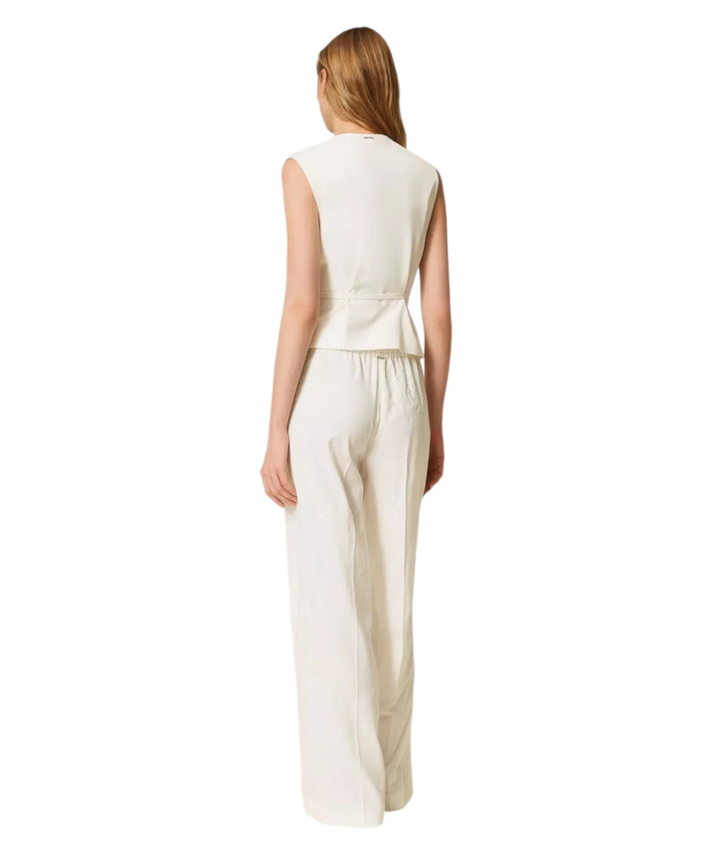 Twinset Embroidered Elegant Palazzo Trousers