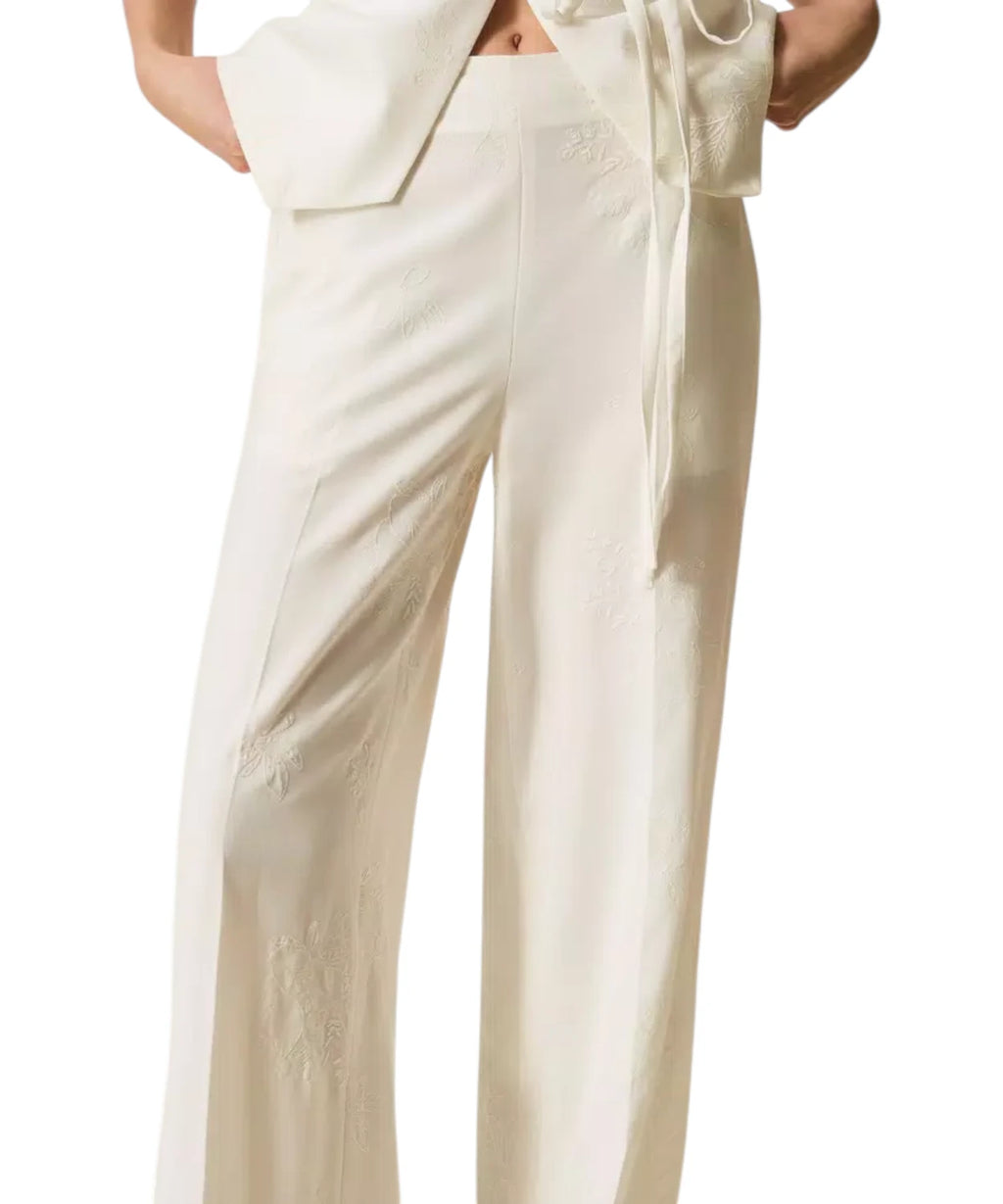 Twinset Embroidered Elegant Palazzo Trousers