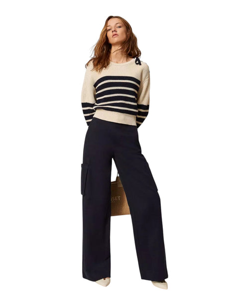 Wide Cargo Pants in Cotton Lyocell and Linen