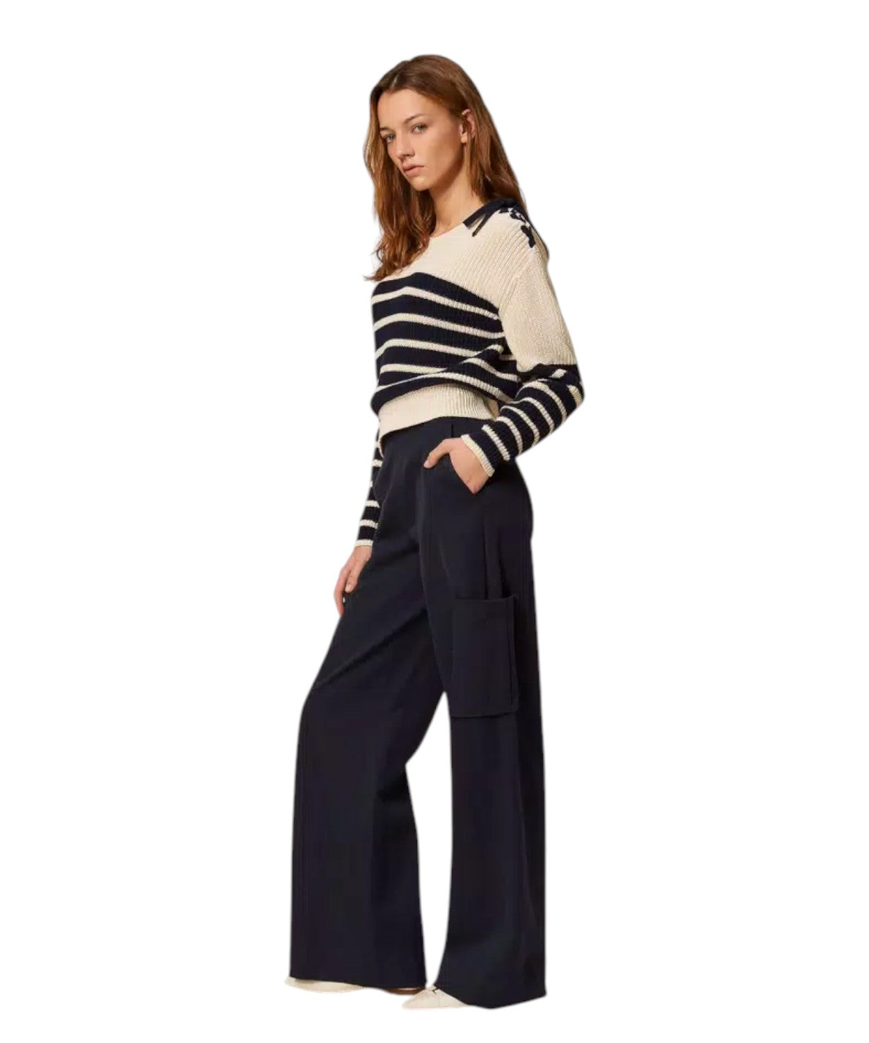 Wide Cargo Pants in Cotton Lyocell and Linen