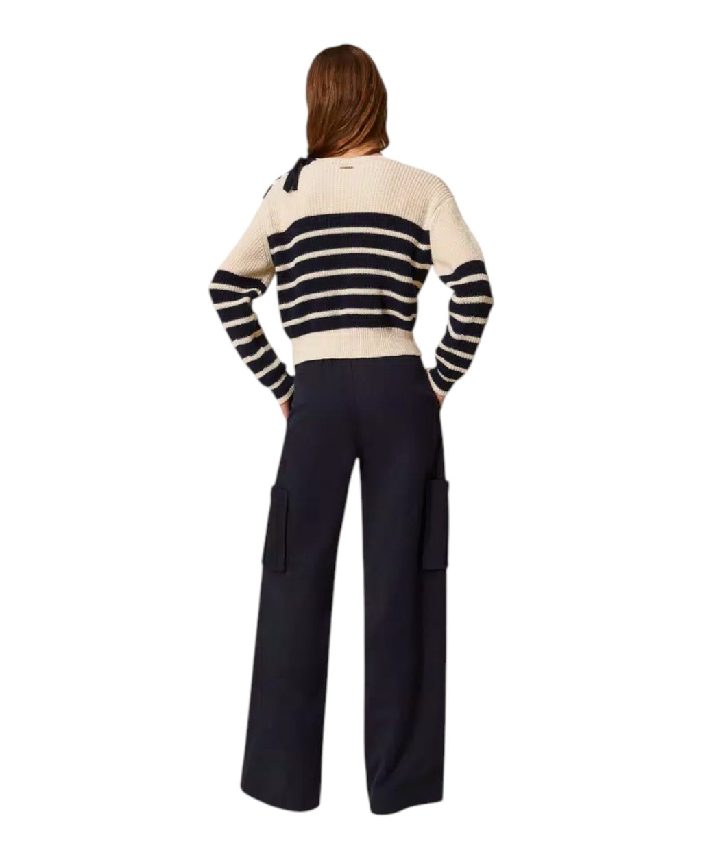 Wide Cargo Pants in Cotton Lyocell and Linen
