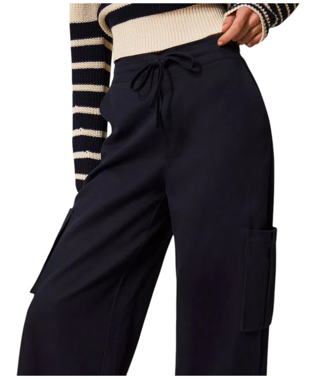 Wide Cargo Pants in Cotton Lyocell and Linen