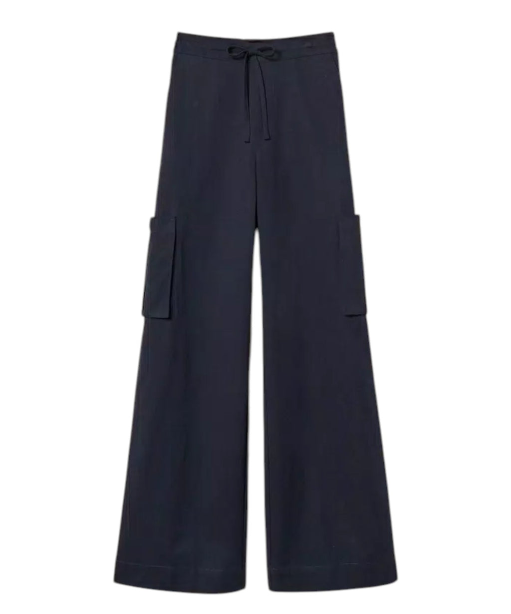 Wide Cargo Pants in Cotton Lyocell and Linen