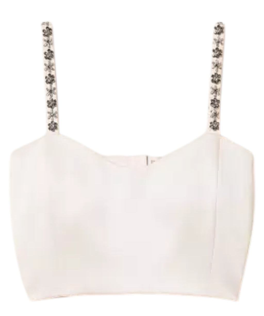 Twinset Pink Sand Duchess Cropped Top with Embroidery