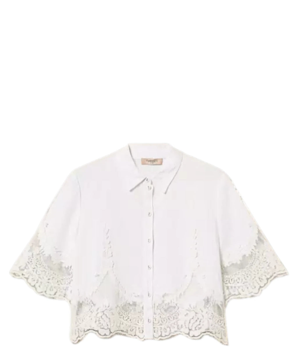 Twinset Women's Linen Shirt with Lace