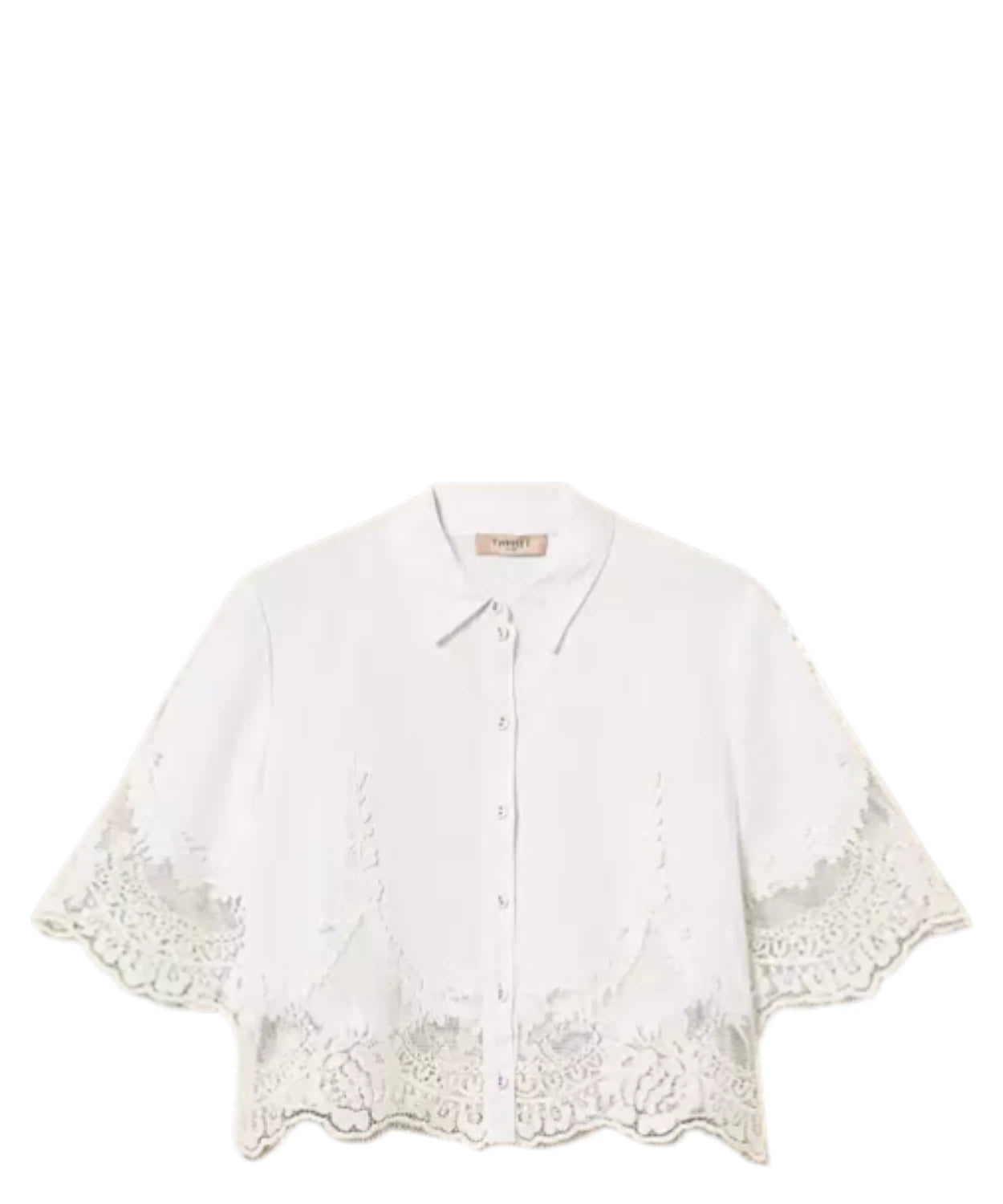 Twinset Camicia Donna in Lino con Pizzo