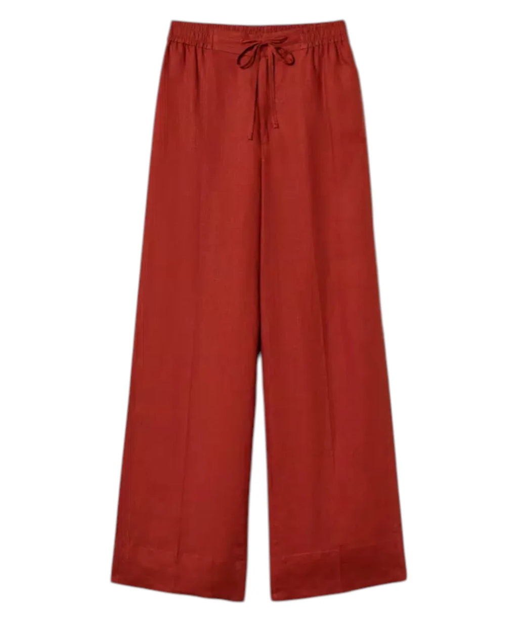 Twinset Embroidered Logo Linen Trousers