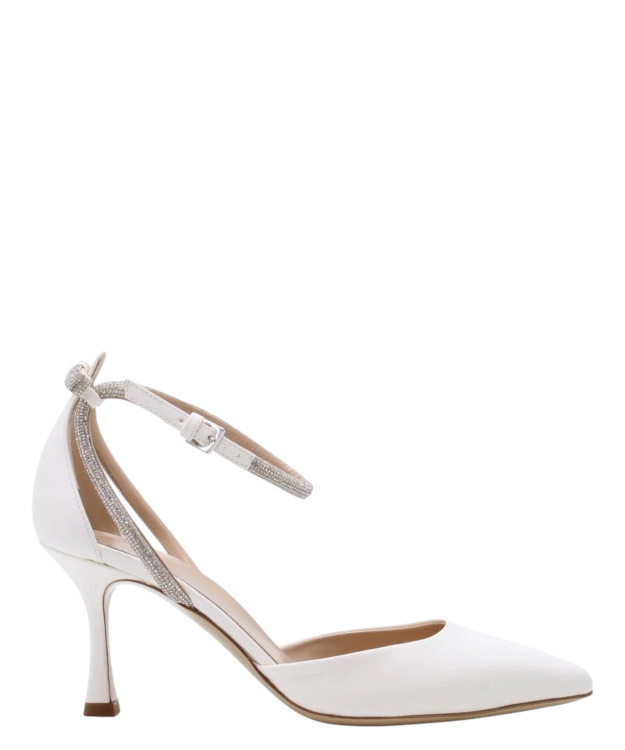 Décolleté in Soft Nappa with Strap and Rhinestones