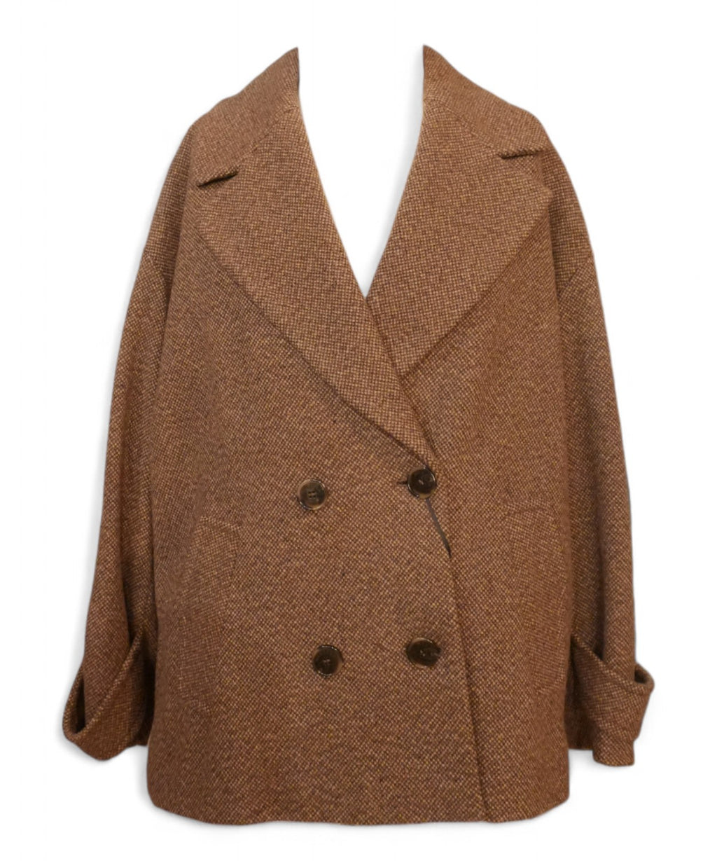 Giaccone doppiopetto in lana bouclé con rever-Marella-Cappotti-Vittorio Citro Boutique