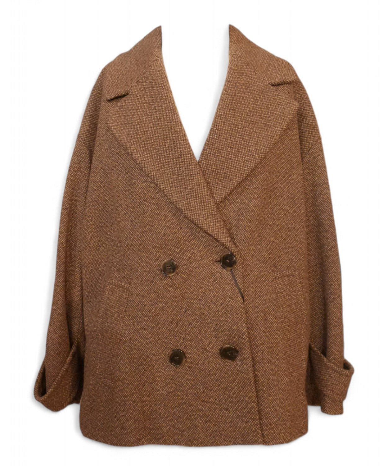 Giaccone doppiopetto in lana bouclé con rever-Marella-Cappotti-Vittorio Citro Boutique