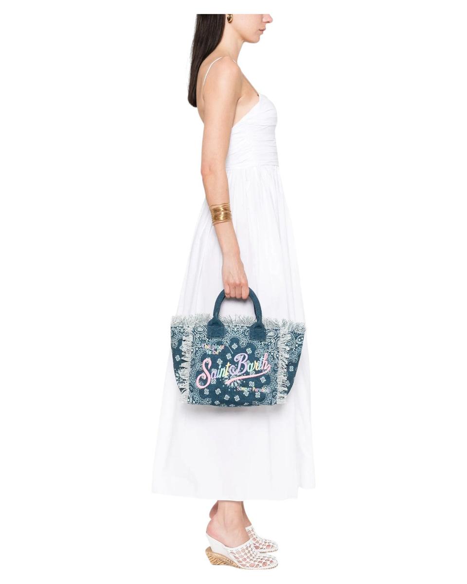 Borsa tote Colette blu navy in cotone con tracolla regolabile-Mc2 Saint Barth-Borse a mano-Vittorio Citro Boutique
