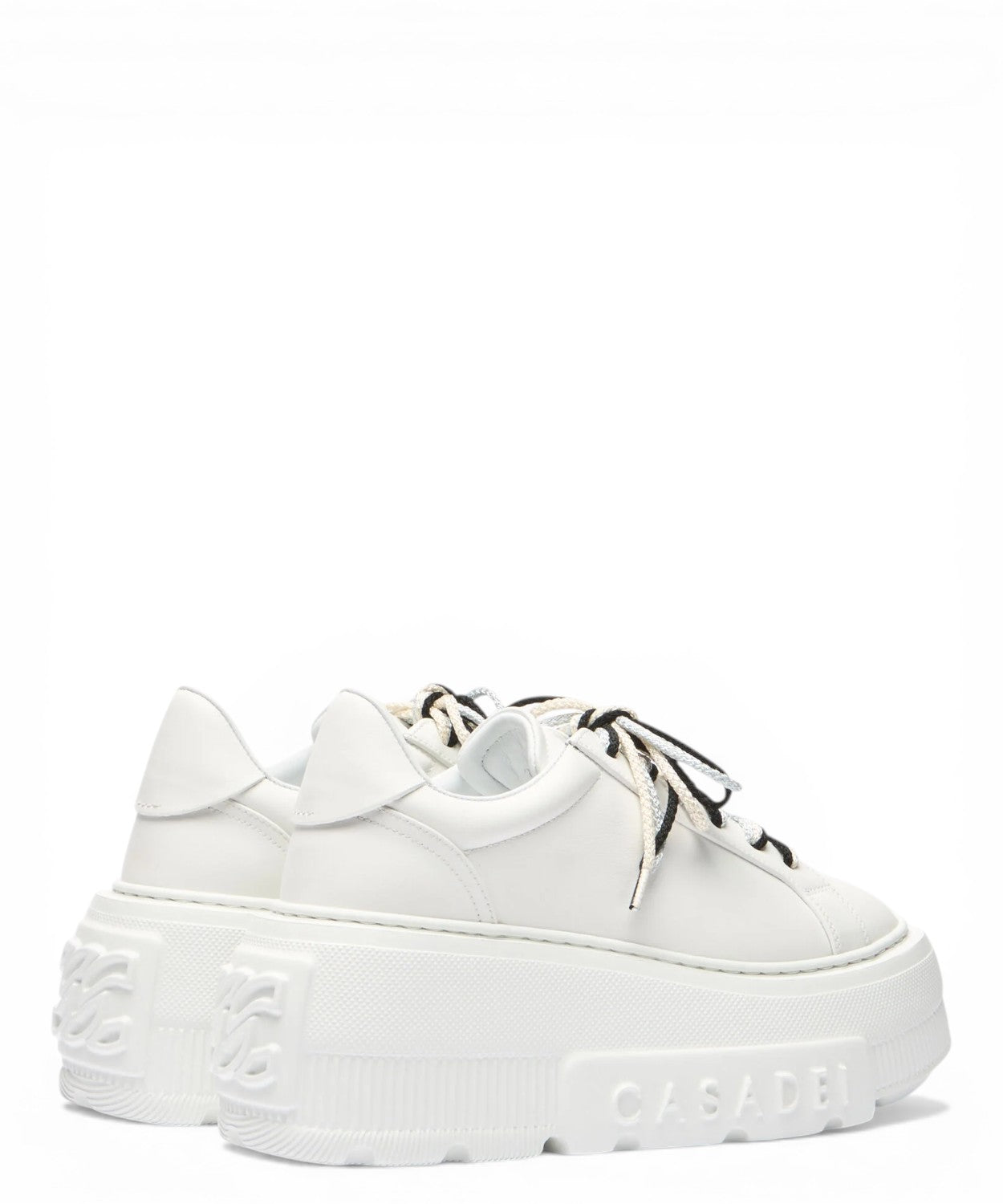 Casadei Nexus leather sneakers with wedge heel and contrasting laces