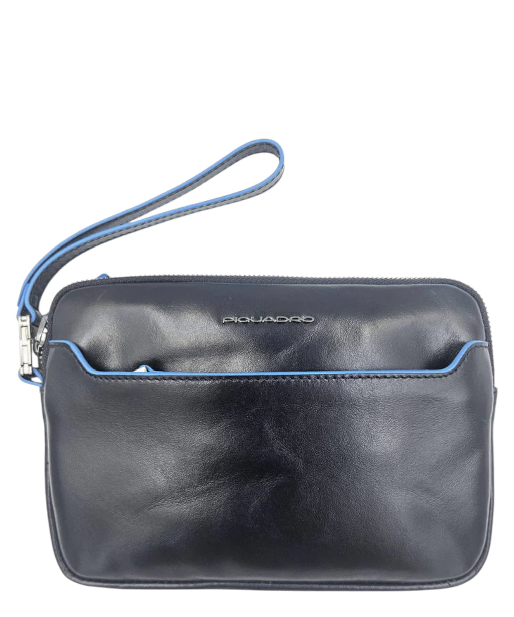 Piquadro Pochette Blue Square en piel