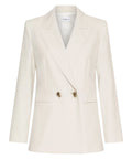 Double-Breasted Stretch Canvas Blazer with Metal Buttons